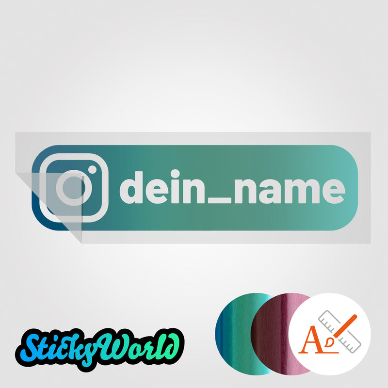 Social Media Sticker mit Deinem Namen im BOLD-Design in Sonderfarben GLITZER, REFLEKTOR, HOLO, GOLD, SILBER, NEON, FARBWECHSEL, MILCHGLAS