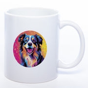 Hundetasse Australian Shepherd 1 mit Wunschname in weiß