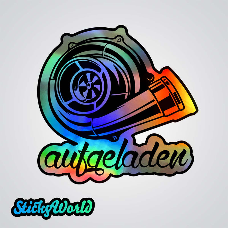 Holografischer Sticker „Turbo aufgeladen“