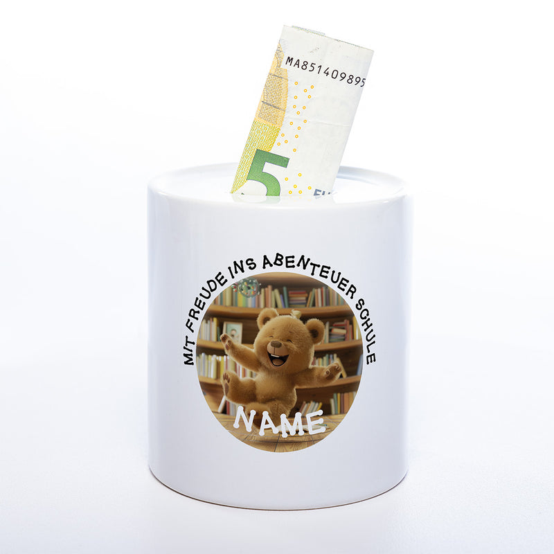 Spardose Bär Einschulung Geldschein