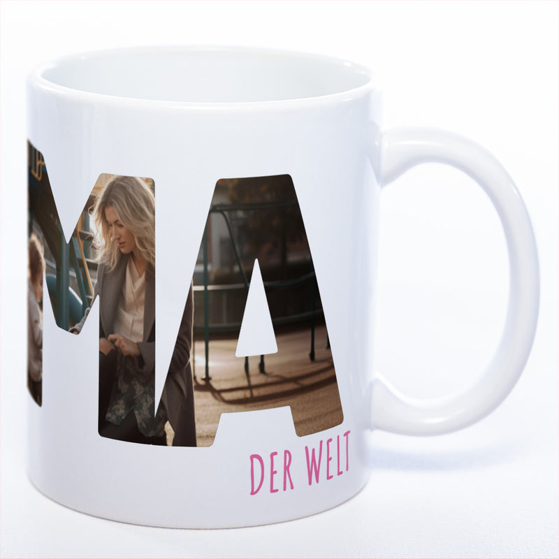 Tasse "Beste Mama der Welt" mit eigenen Fotos | Garantiert spülmaschinenfest