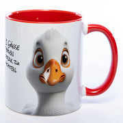 lustige Kaffeetasse mit Gänsekopf und Spruch 9 von 10 Gänse empfehlen Steak zu Weihnachten - rot
