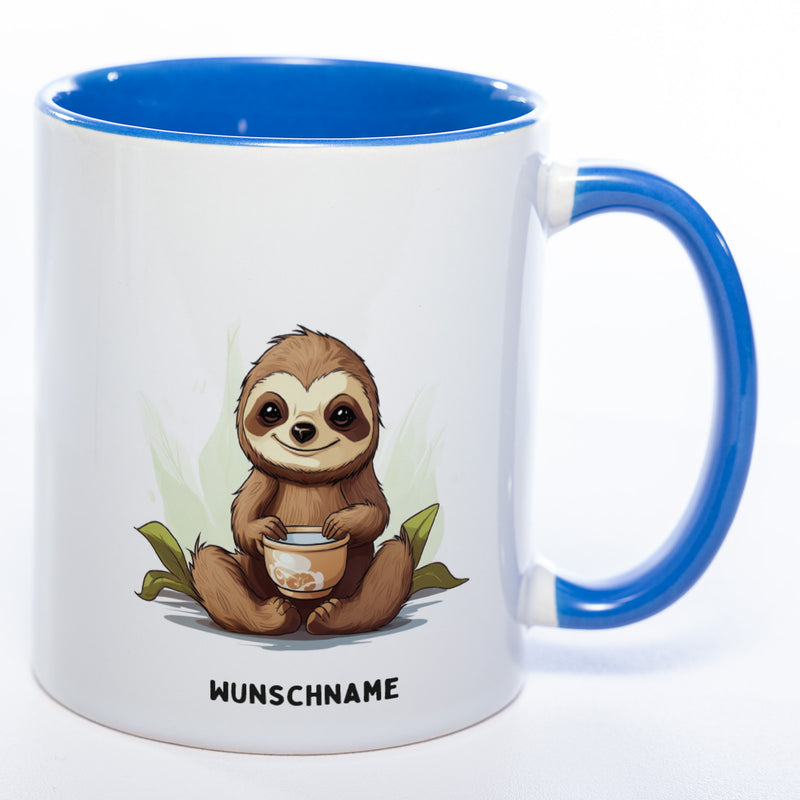 Motiv-Tasse  Yogafaultier 2 mit Wunschnamen - Teetasse StickyWorld Exclusive spülmaschinenfest