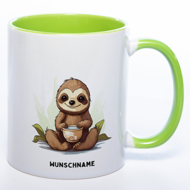 Motiv-Tasse  Yogafaultier 2 mit Wunschnamen - Teetasse StickyWorld Exclusive spülmaschinenfest