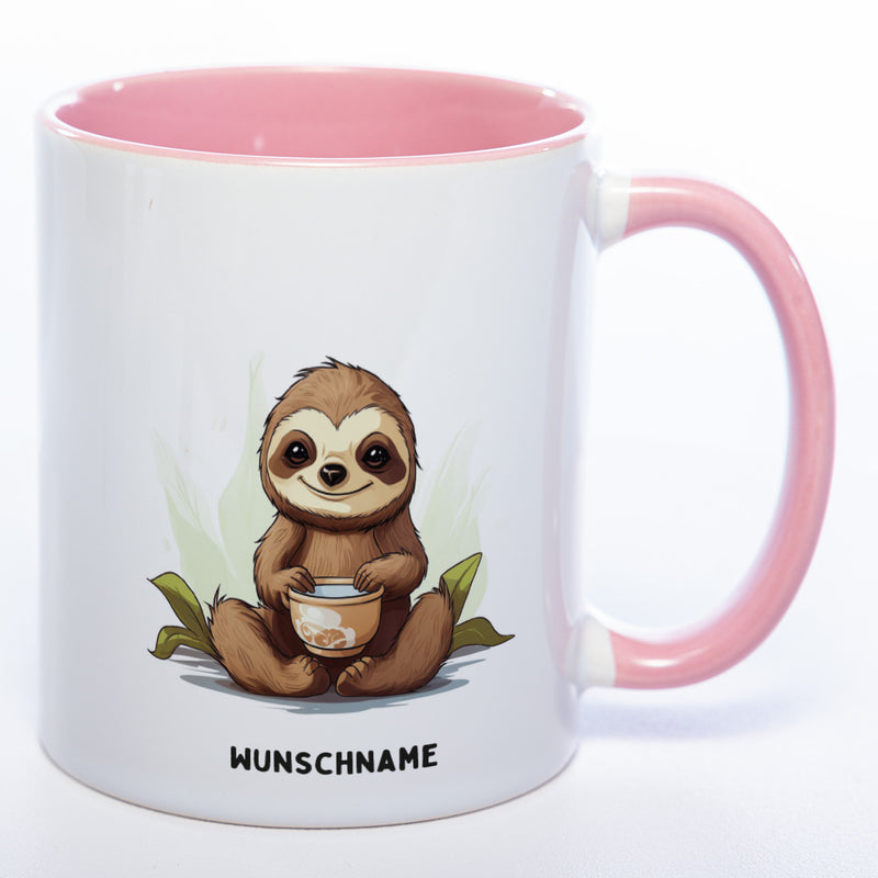 Motiv-Tasse  Yogafaultier 2 mit Wunschnamen - Teetasse StickyWorld Exclusive spülmaschinenfest