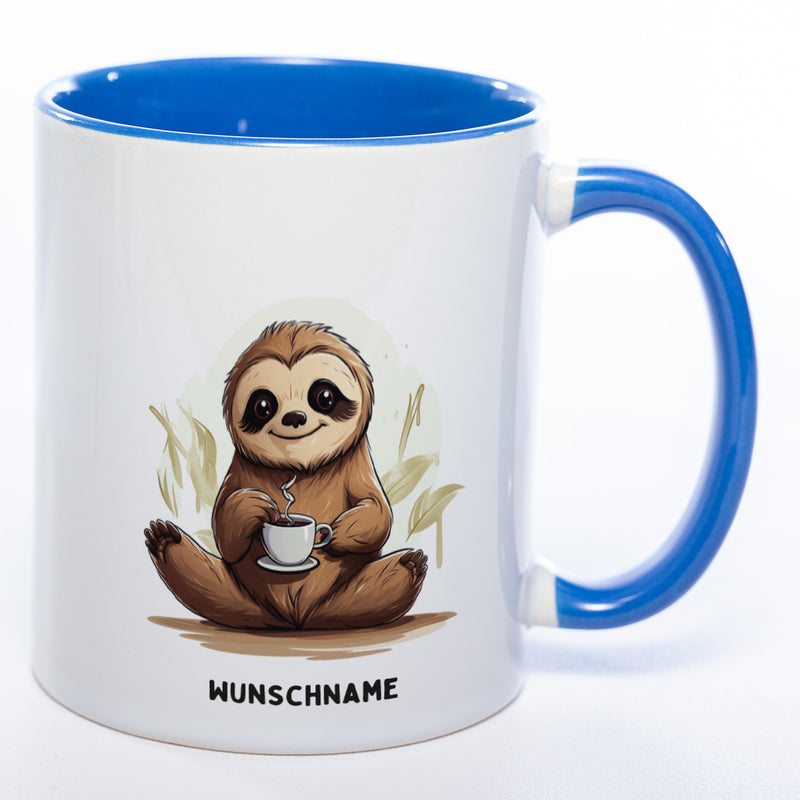 Motiv-Tasse  Yogafaultier 3 mit Wunschnamen - Teetasse StickyWorld Exclusive spülmaschinenfest