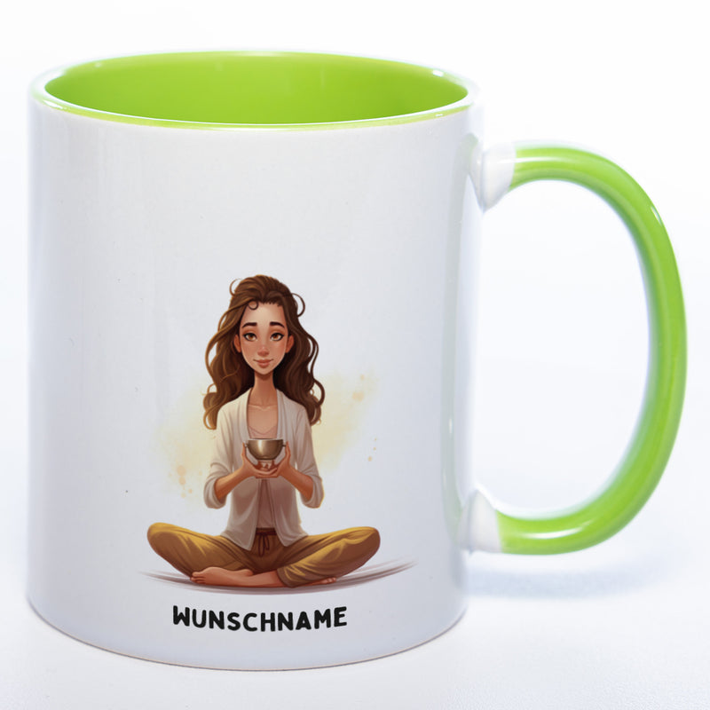 Motiv-Tasse  Yoga Ruhe-Royalty  mit Wunschnamen - Teetasse StickyWorld Exclusive spülmaschinenfest