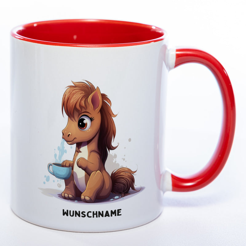 Motiv-Tasse  Yogapferd 3  mit Wunschnamen - Teetasse StickyWorld Exclusive spülmaschinenfest