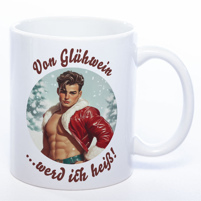 Retro-Weihnachtstasse - Von Glühwein? Werd ich heiß!