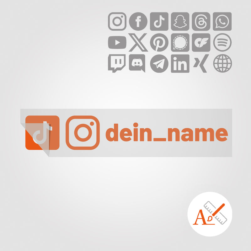 2 Logo Social Media Sticker mit Deinem Namen
