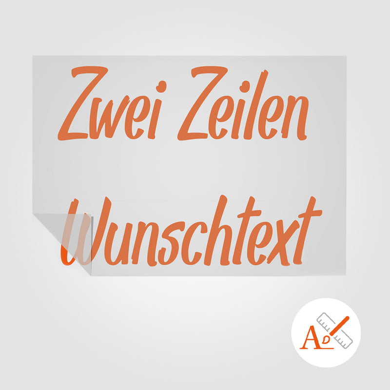 2 Zeilen Wunschtext Transfer-Sticker | Selbst gestalten bis 120cm Breite