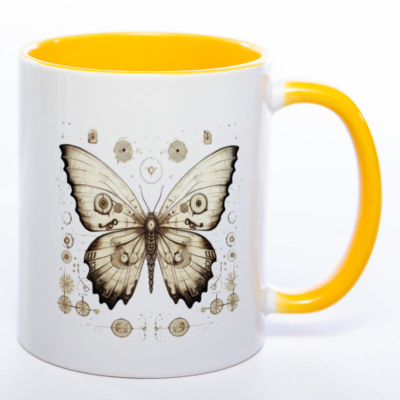 Tasse mit kunstvollem Schmetterling - Kaffeetasse spülmaschinenfest