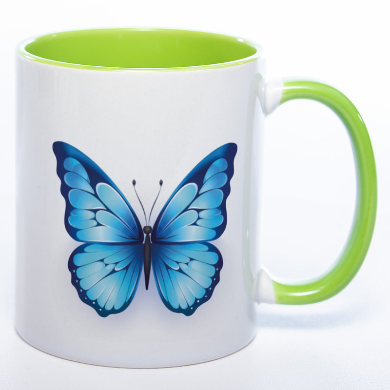 Spülmaschinenfeste Tasse mit blauem Schmetterling Motiv 2 - Kaffeetasse