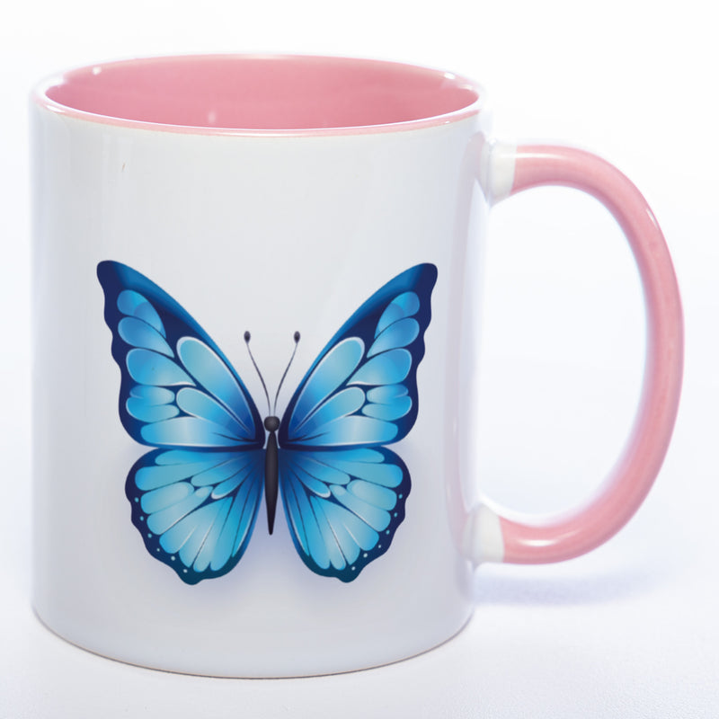 Spülmaschinenfeste Tasse mit blauem Schmetterling Motiv 2 - Kaffeetasse