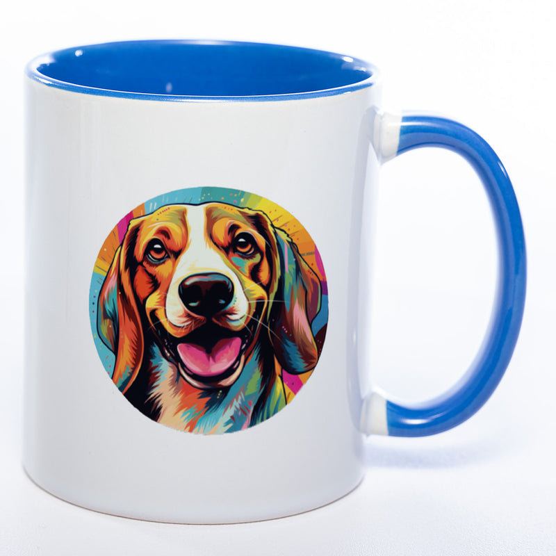 Hundetasse Beagle mit Wunschname in blau