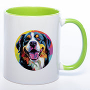 Hundetasse Bernersennenhund 1 mit Wunschname in grün