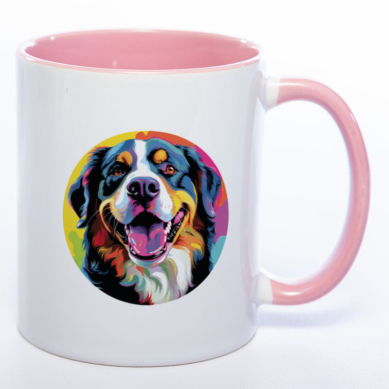 Hundetasse Bernersennenhund 1 mit Wunschname in pink