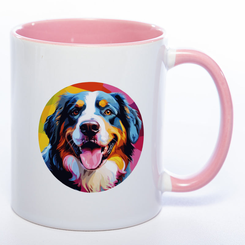 Hundetasse Bernersennenhund 2 mit Wunschname in pink
