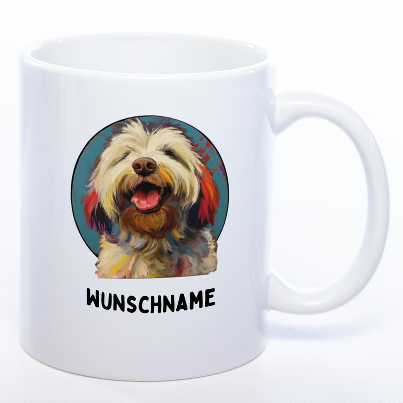 Mug Art Tasse mit Bobtail Motiv 3 & wahlweise mit NAMEN- Kaffeetasse StickyWorld Exclusive