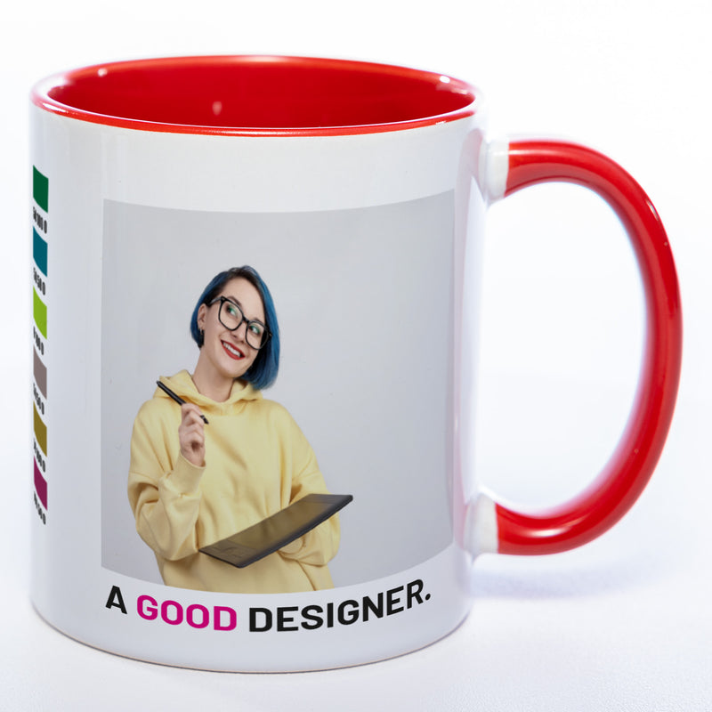 Spülmaschinenfeste Tasse "A Good Designer" mit Foto (HD Druck) | Jetzt selbst gestalten!