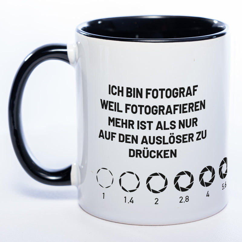 Spülmaschinenfeste Tasse "Fotograf" mit Foto (HD Druck) | Jetzt selbst gestalten!