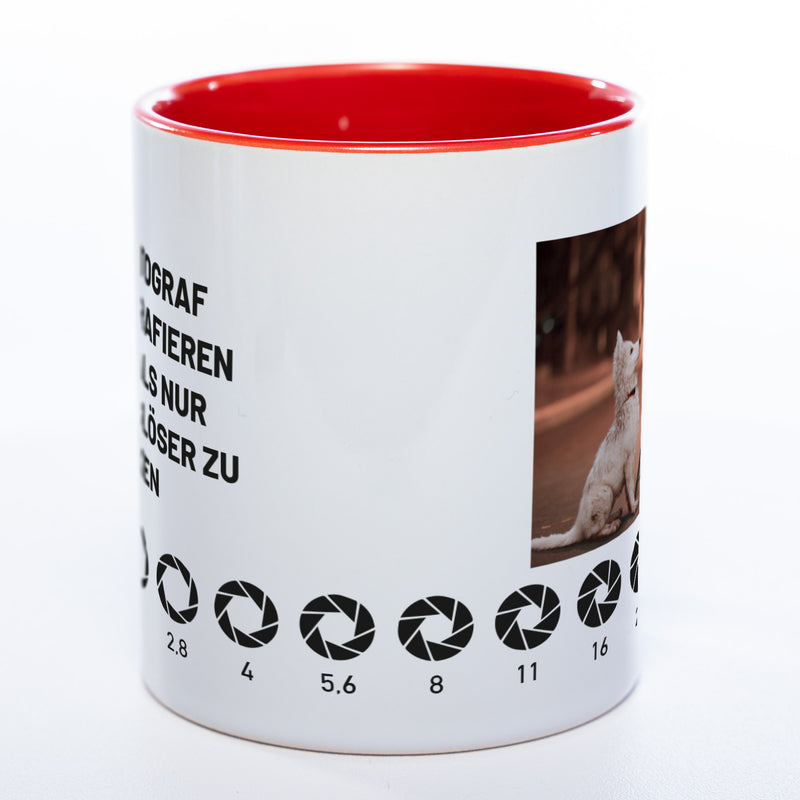 Spülmaschinenfeste Tasse "Fotograf" mit Foto (HD Druck) | Jetzt selbst gestalten!