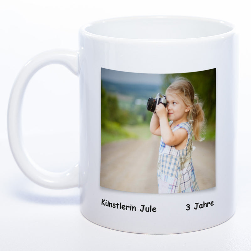 Kinder-Gemälde-Tasse mit Foto + Name (HD Druck) spülmaschinenfest | Jetzt selbst gestalten!