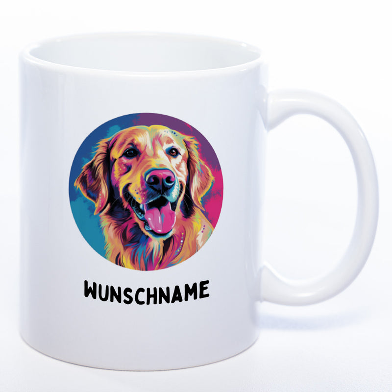 Mug Art Tasse mit Golden Retriever Motiv  2 & wahlweise mit NAME - Kaffeetasse StickyWorld Exclusive