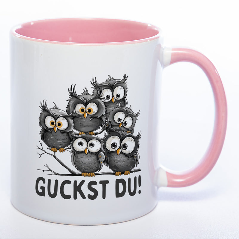 Motiv-Tasse mit Spruch "Guckst Du!" - lustige Kaffeetasse in vielen Farben -spülmaschinenfest