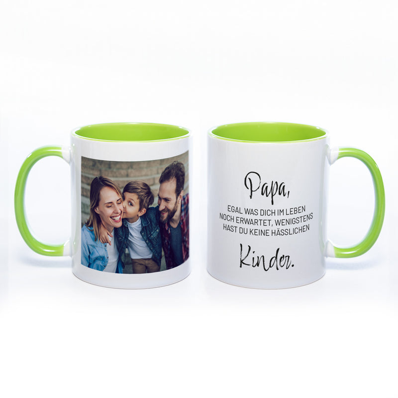 Spülmaschinenfeste Tasse "Papa" mit Foto (HD Druck) | Jetzt selbst gestalten!