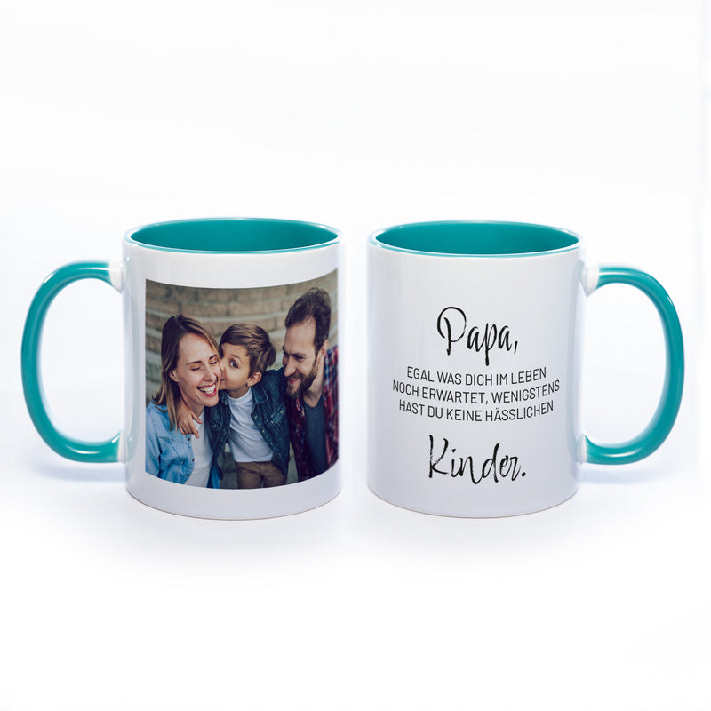 Spülmaschinenfeste Tasse "Papa" mit Foto (HD Druck) | Jetzt selbst gestalten!
