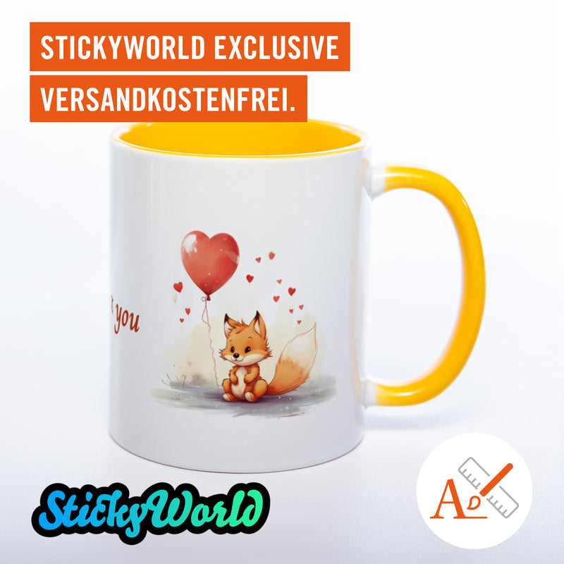 Spülmaschinenfeste Motiv-Tasse mit Spruch "I fox you" - süße Kaffeetasse in vielen Farben