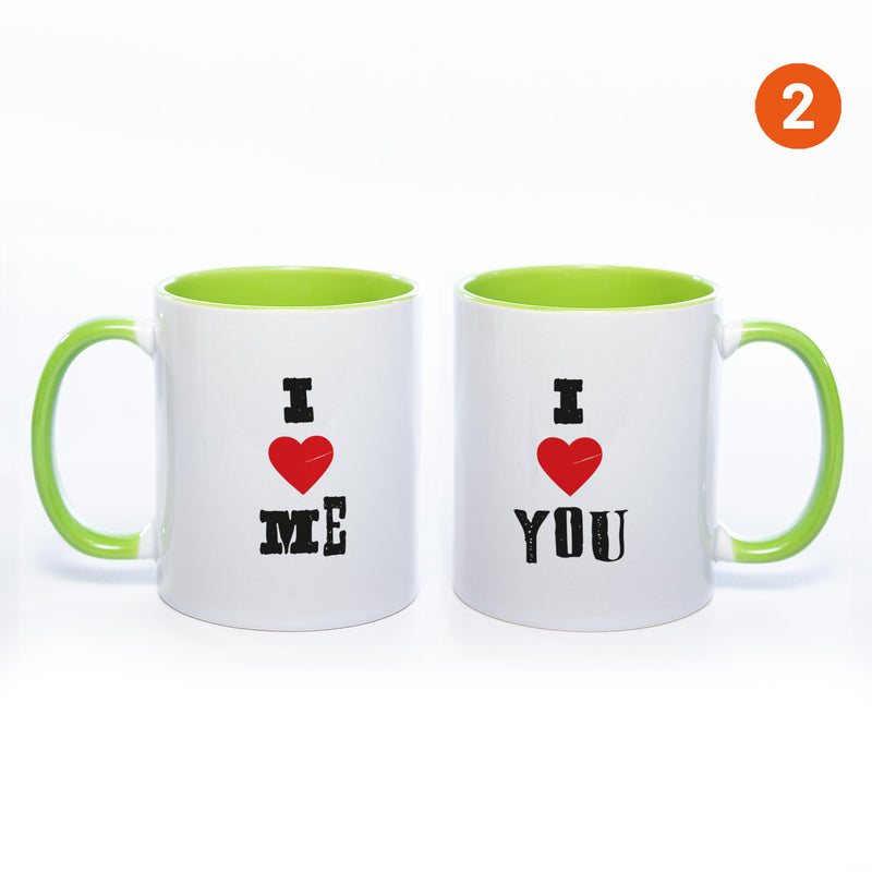 Motiv - Tasse mit Sprüchen "I LOVE ME" & "I LOVE YOU" spülmaschinenfest