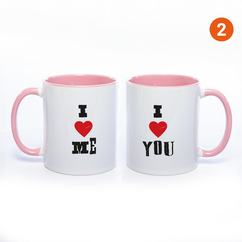 Motiv - Tasse mit Sprüchen "I LOVE ME" & "I LOVE YOU" spülmaschinenfest