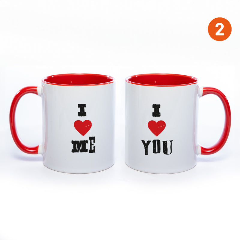 Motiv - Tasse mit Sprüchen "I LOVE ME" & "I LOVE YOU" spülmaschinenfest
