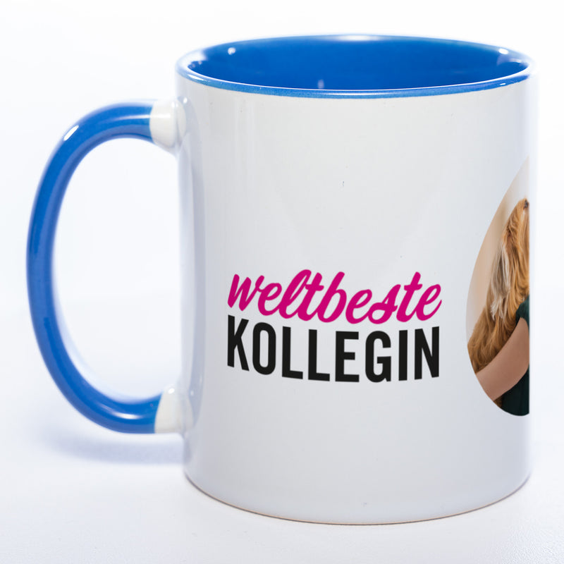 Spülmaschinenfeste Tasse "Weltbeste Kollegin" mit Foto (HD Druck) | Jetzt selbst gestalten!