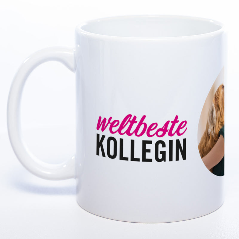 Spülmaschinenfeste Tasse "Weltbeste Kollegin" mit Foto (HD Druck) | Jetzt selbst gestalten!