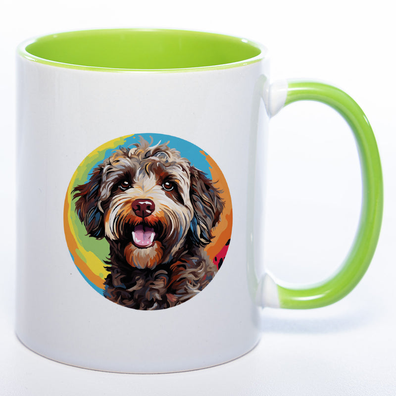 Tasse auf Wunsch mit Namen und  Lagotto Romagnolo-Motiv  grün