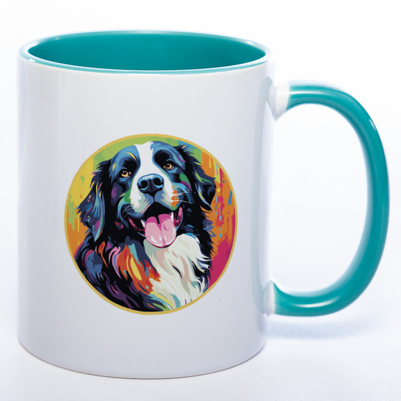 Tasse auf Wunsch mit Namen und Landseer-Motiv petrol