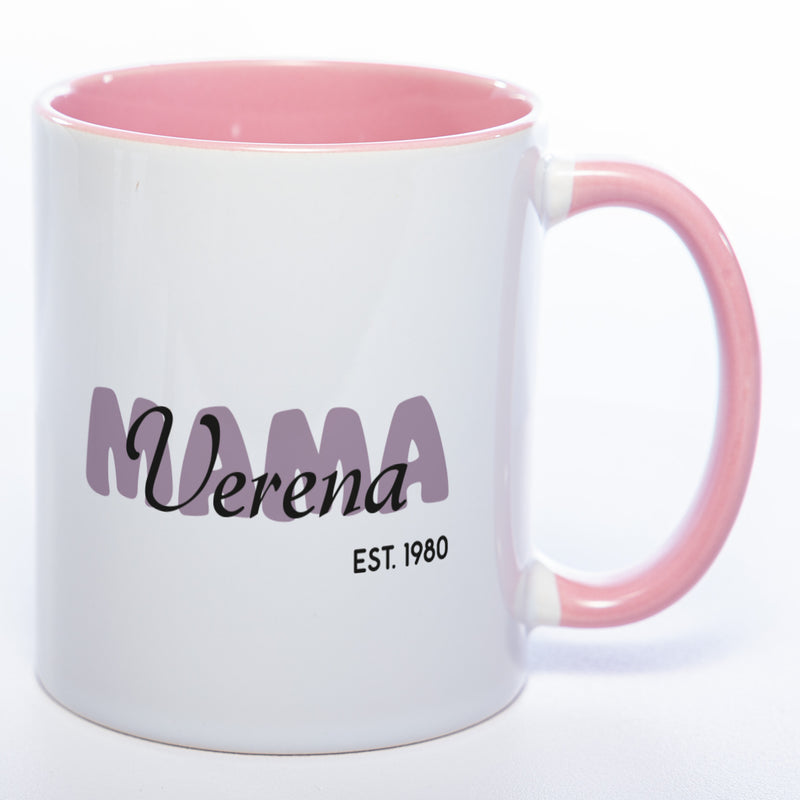 Tasse "MAMA" mit Namen und Geburtsjahr - Tolle Geschenkidee zu Muttertag spülmaschinenfest