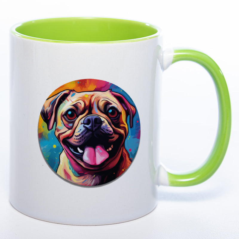 Mug Art Tasse mit Mops Motiv 2 & wahlweise mit NAMEN - Kaffeetasse StickyWorld Exclusive
