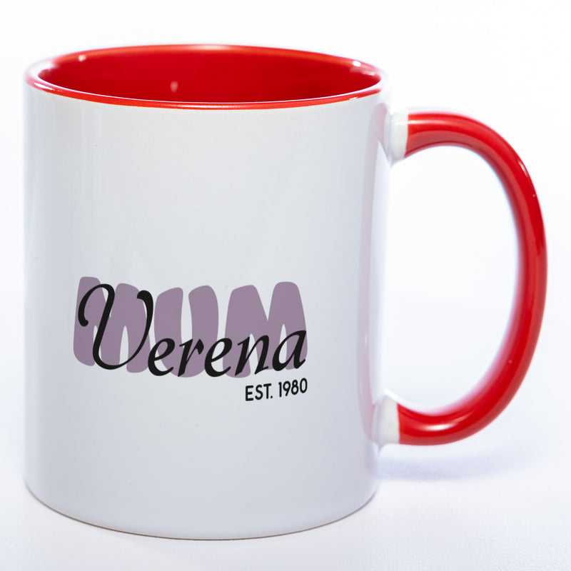 Tasse "MUM" mit Namen und Geburtsjahr - Tolle Geschenkidee zu Muttertag spülmaschinenfest