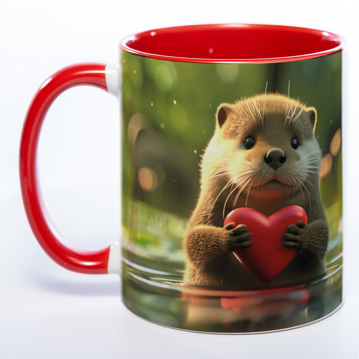 Spülmaschinenfeste Motiv-Tasse mit Otter Motiv 3 und 2 Liebessprüchen zur Auswahl - süße Kaffeetasse