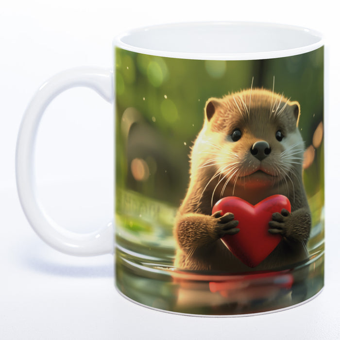 Spülmaschinenfeste Motiv-Tasse mit Otter Motiv 3 und 2 Liebessprüchen zur Auswahl - süße Kaffeetasse