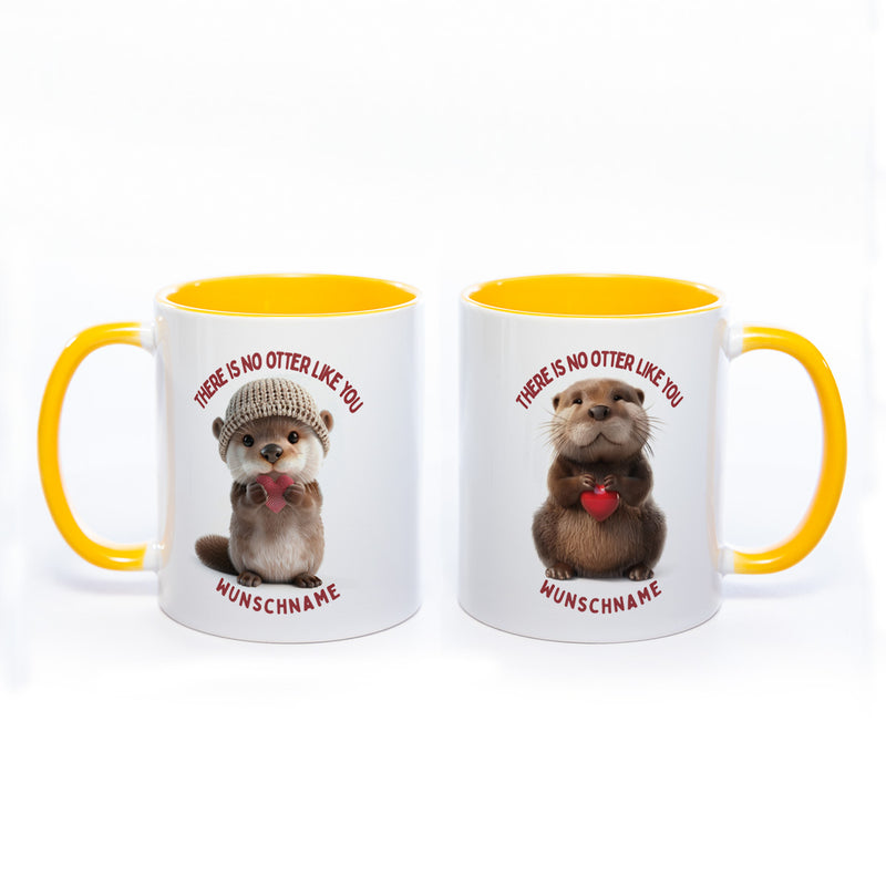 Spülmaschinenfeste Motiv-Tasse mit Otter Motiv 4 und 2 Liebessprüchen zur Auswahl - süße Kaffeetasse