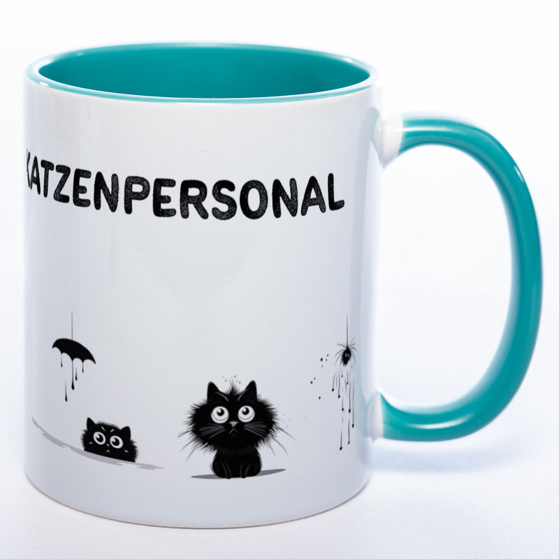 Trinknapf für Katzenpersonal - spülmaschinenfeste Motiv-Tasse  - süße Kaffeetasse in vielen Farben
