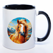 Tassenfarbe schwarz mit  Pferdemotiv