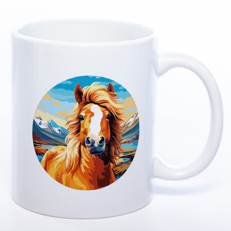 Tassenfarbe weiß mit  Pferdemotiv