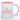 Weiße Keramiktasse mit rosa Henkel und Innenseite, pinkem Schriftzug ‚Queen‘ und goldener Krone auf der Vorderseite.