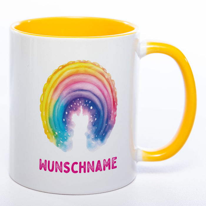 Mug Art Tasse Regenbogen mit Wunschname  - Kaffeetasse StickyWorld Exclusive